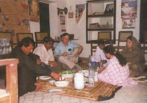 fioh.fund.pakistan.participatory.village.development.programme. Poverty alleviation in the Thar Desert. Eddie Thomas with Dominic Stephen and PVDP staff 2005