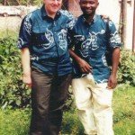 fioh.fund.sierra.leone.post.war.reconstruction. Mike Thomas and Eddie Kargbo at Mamyoko Heliport 2000