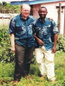 Mike Thomas and Edward Kargbo at Mamyoko heliport
